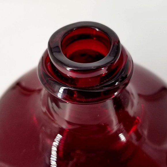 Hand Blown Glass Vase Red Ruby Studio Art Heavy Bud Vase Jug Pair Biomorphic MCM - Picture 3 of 13